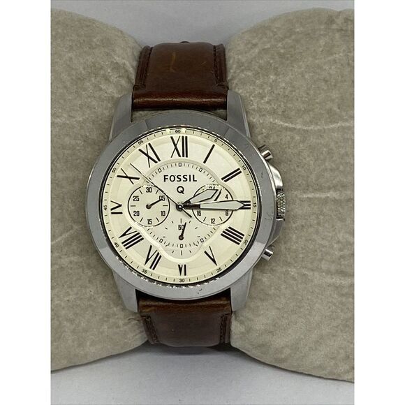 Fossil NDW1 Unisex Brown Leather Silver Stainless Steel Analog Dial WatcH JK6 - Picture 1 of 12